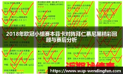 2018年欧冠小组赛本菲卡对阵拜仁慕尼黑精彩回顾与赛后分析